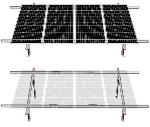 Supports de montage de panneaux solaires multi-pièces réglables pour 1 à 4 panneaux solaires
